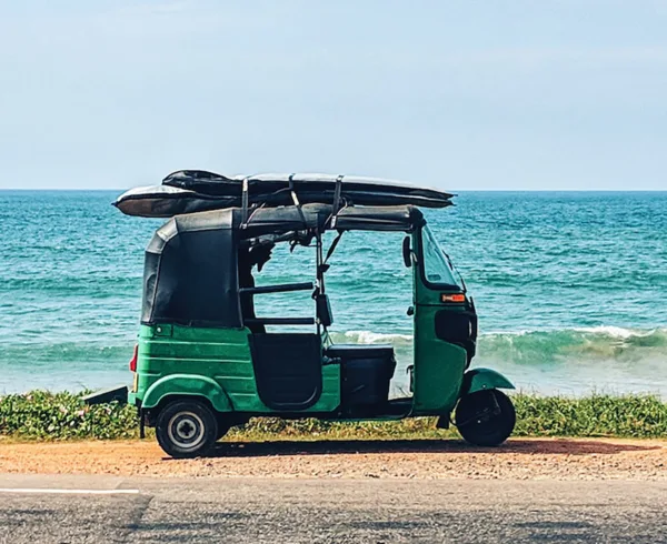 Sri Lankan TukTuk with Surfboard